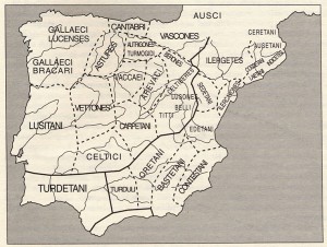 Figura 2-4: Etnias prerromanas de la península Ibérica. (Según Untermann 1987)